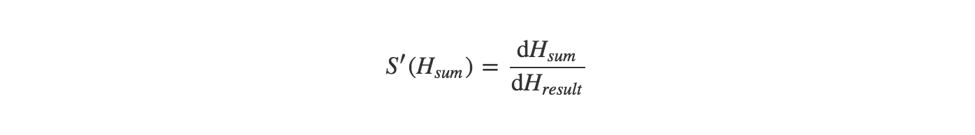 Equation: change in hidden result definition.