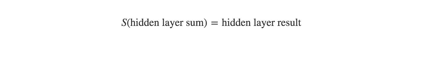 Applying the sigmoid activation to each element of the hidden sum.